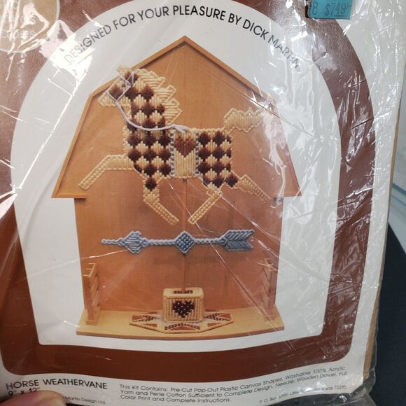 Sealed Vtg 1983 Leisure Arts Plastic Canvas Craft Kit Horse Weathervane 324 Pony - Picture 1 of 4